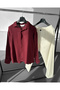 Linen Burgundy Shirt g Ecru Baggy Trousers Oversize Set