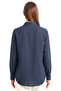 Women's Solo 100% Natural Linen Shirt -- Classic Collar Basic Minimalist Design Navy Blue W208-K0401-03 - 3