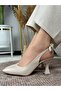 Royal Women's Shiny Leather Short Goblet Heel Pointed Toe Open Back Bow Detailed Goblet Heeled Shoes 8 cm - 7