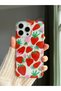 Durable transparent phone case with glittery strawberry print compatible with iphone 15 - 4