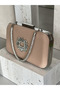 Beige Color Z.A.R.A. Satin Crystal Stone Embroidered Chain Women's Evening Dress Bag Wedding Engagement Graduation - 8