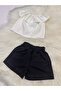 Girl's 2-Piece Set: Madonna Collar White Blouse & Solid Color Shorts - 4