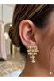 Marsela Fuchsia Stone Steel Earrings - 2