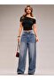 Asymmetrical Collar Women's Crop Blouse with Off-The-Shoulder Design - 7