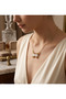 Translucent Stone Butterfly Model Tarnish-Resistant Steel Necklace with Gold-Colored Chain - 2