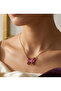 Pink Stone Butterfly Model Non-Tarnish Steel Necklace with Gold Color Chain - 2