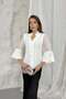 Ecru High Neck Transparent Sleeves Ruffle Detailed Blouse - 5