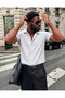 Men's Summer Premium Textured Short Sleeve Gray Shirt - 6