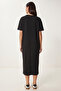 Slit Basic Summer Knitted Dress Lrn0050 Black - 5
