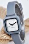 Unisex Gray Silicone Cord Square Case Minimal Wristwatch - 6