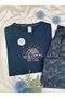 Women's Patterned Cotton Short Sleeve Crew Neck Pajama Set - 2