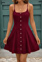 Women's Rope Strap Front Buttoned Lace-Up Short Dress - 3