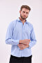 Modern Regular Fit Long Sleeve Breathable Linen Textured Easy-Iron Comfortable Blue Men's Shirt - 5