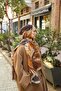 Noa Floral Patterned Shawl - Tan-Brown - 4