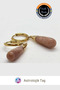 Gold Steel Hoop Earrings with Sunstone - Dangle Earrings with Natural Drop Stone - 2