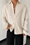 Oversize Men's Beige Linen Shirt - 4