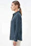 Women's Gia 100% Natural Linen Shirt - Classic Collar Basic Minimalist Design Navy Blue W207-K0401-03 - 2
