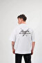 Unisex Crew Neck Printed Oversize T-Shirt - White - 2