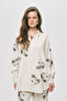 Women's Natur Bead Embroidered and Embellished Oversize Shirt