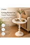 White Round Pedestal Side Table, 50 cm Height Small Coffee Table with Decorative Column and Wide Base for Home Decor - 3