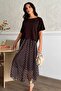 Women's Thick Strap Polka Dot Detailed Dress Boat Neck Blouse Double Set - 3