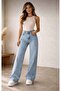 High 90's Snow Wash Blue Lycra Jeans Palazzo Trousers - 6