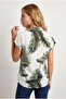 Women's Ecru Green Jungle Bat Model Woven Viscose Shirt Gml-19001450 - 5