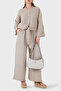 Relaxed Fit Guipure Detailed Wide Leg Linen Trousers Pants 699E10941