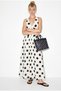 Women's Cream Brown Polka Dot Backless Waist Seated Lined Long Dress De261071 60286228 - 4