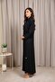 Nida Folded Panel Abaya with Lace Sleeve Detail - 2