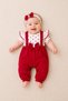 Baby Girl Heart Patterned Set Cotton Bowknot Bandana 2-Piece Summer Baby Set - 4