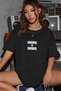 Women's Black Normal Is Boring Crew Neck Oversize Casual Cotton T-Shirt - 2