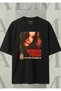 Unisex Şebnem Ferah Oversize Crew Neck Black T-Shirt - 2