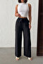 Women's Black Elastic Waist Draped Trousers Nj139