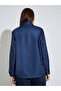 Navy Blue Floral Embroidered Long Sleeve Shirt - 5