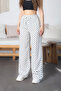 Women's High Waist Polka Dot Patterned Viscose Fabric Loose Cut Trousers - 2