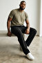 Men's Black Oversize Grass Pattern Modal Jogger Sweatpants - 3