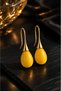 Damla Model Gold Earring Series White Black Red Yellow Stone Minimal Luxury Women's Earrings - 3