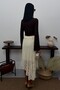 Women's Lace Skirt Lined Midi Length High Waist Textured Summer Long Skirt - 6