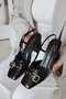 Higher Heel Toe Buckle Open Back Cross Strap High Thick Block Heeled Women's Shoes - 2