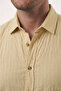 Beige Striped Textured Wrinkle-Resistant Comfortable Fit Men's Shirt 2602607 - 6