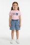 Pink Heart Embroidered Badili Jean Shorts Girls' Set 24052 - 3