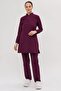 Nova Hakim Yaka Tesettür Mulberry Lycra-Free Thin Fabric Nurse Doctor Uniform Set
