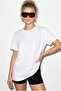 Women's White Short Sleeve Crew Neck 100% Cotton Relaxed Basic T-Shirt 60286905 - 4