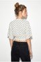 Women's Ecru Black Waist-Fitted Wide-Sleeve Natural Viscose Blouse 60286902 - 7