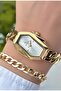 Rectangular Women's Wristwatch - Adjustable Chain Steel Band - Comes with Bracelet Gift