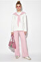 Women's Pink Shawl Detailed Long Sleeve Basic T-Shirt Elastic Waist Loose Pants Modal Set 4126 60286249 - 3