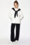 Women's Black Shawl Detailed Long Sleeve Basic T-Shirt Elastic Waist Loose Pants Modal Set 4126 60286249 - 4