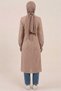Light Brown 100% Cotton Muslin Fabric Zippered Long Hijab Women's Tunic - Compatible for Hajj, Umrah, and Daily Use - 6