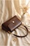 حقيبة صندوقية معلقة بغطاء قابل للقفل - بني غامق